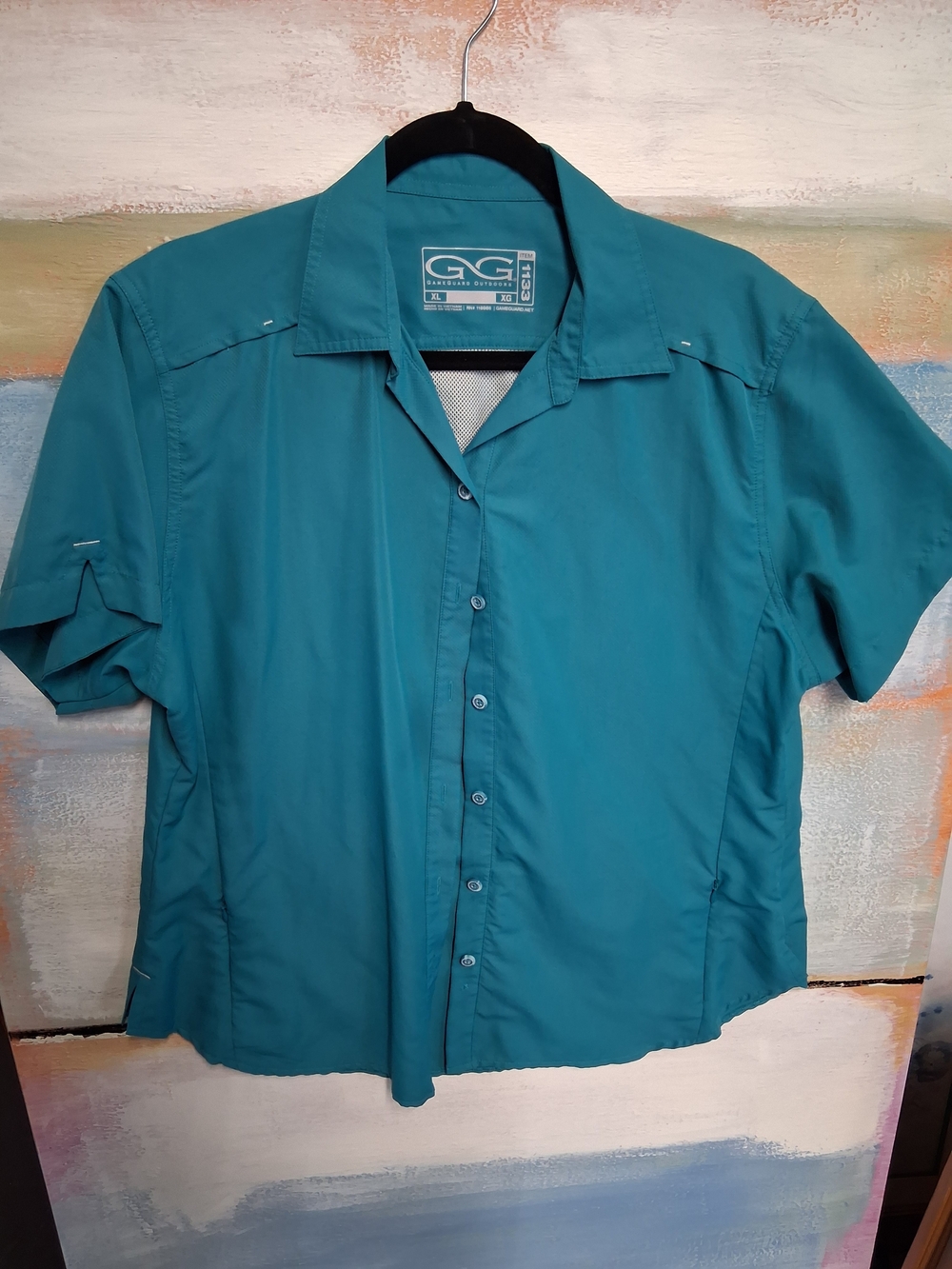 Teal Short-Sleeve Button-Down Shirt